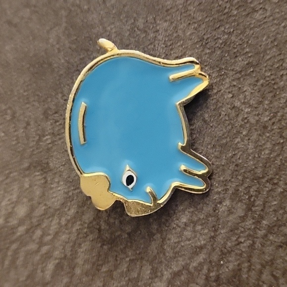 Vtg Blue Enamel Piggy Bank Doll Brooch Pin - Picture 2 of 4